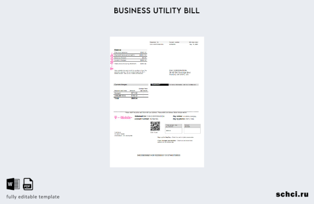 скачать цифровой шаблон счета за коммунальные услуги T Mobile в США